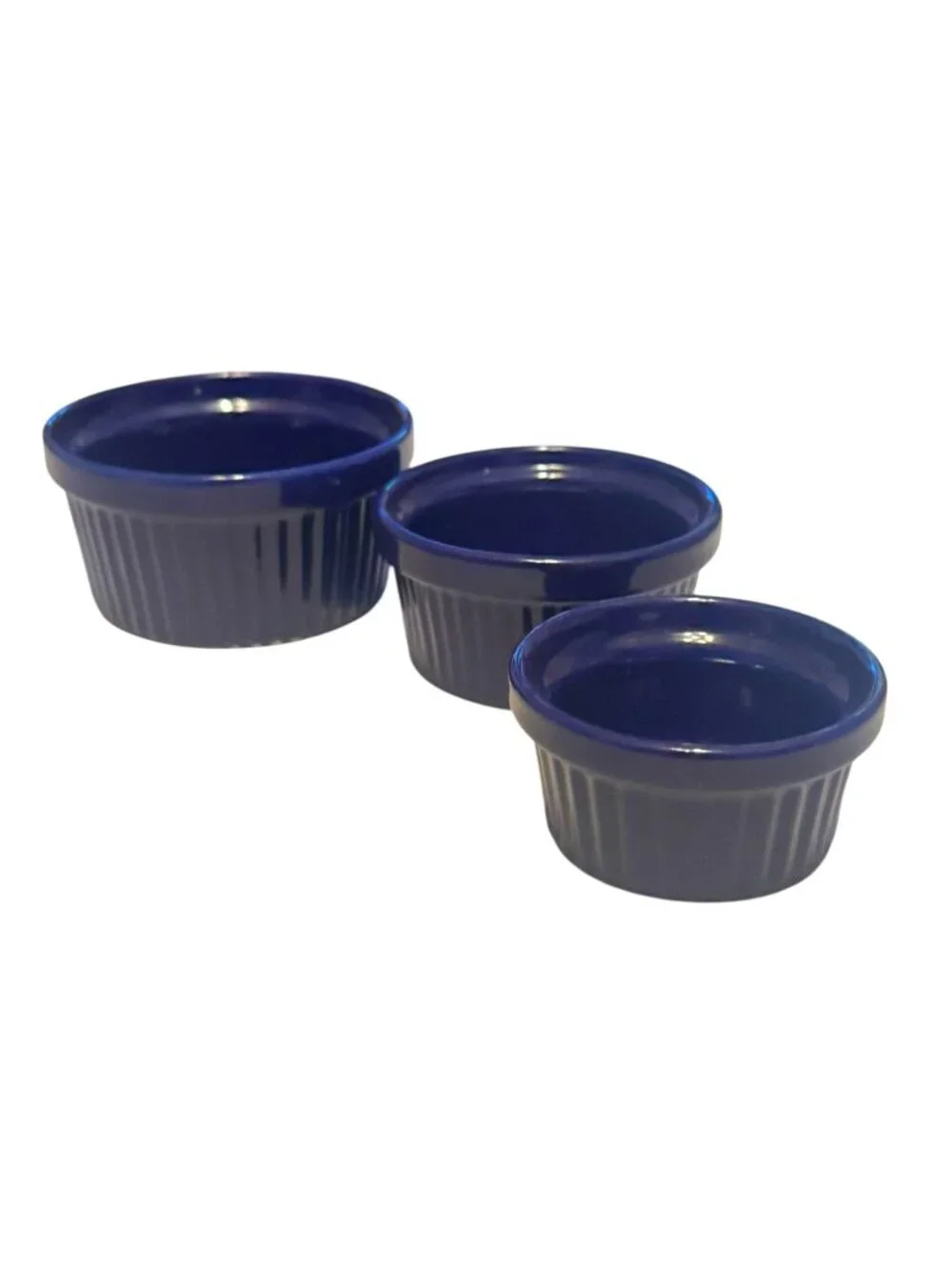 Set Of 3 Royal Norfolk Navy Blue Ceramic Ramekins